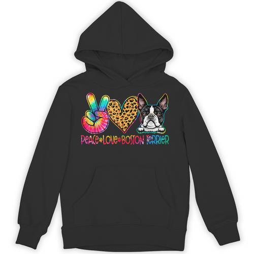 Peace Love Boston Terrier Tie Dye Dog Lover For Men Women Girls Kids Unisex Hoodie - Bostonterriersmerch.com