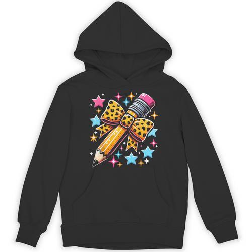 Pencil Leopard Coquette Bow Teacher Life Back To School Unisex Hoodie - teacherstshirts.com AU
