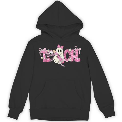 Pink Ghost Teach Halloween Teacher In Spooky Season Unisex Hoodie - teacherstshirts.com AU