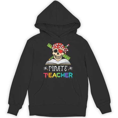 Pirate Teacher Halloween Skull Adult Unisex Hoodie - teacherstshirts.com DE