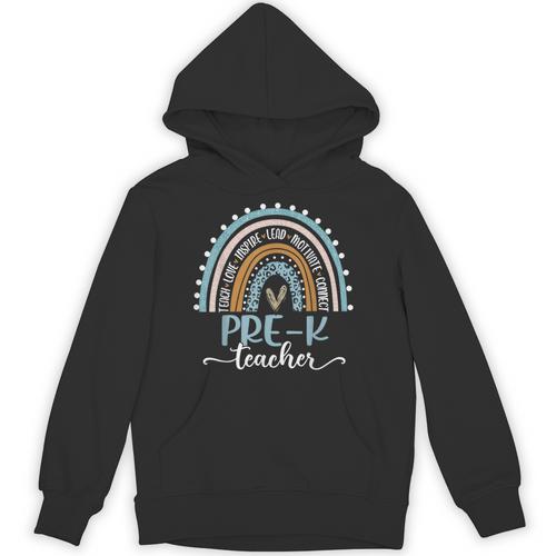Pre-K Teacher Leopard Boho Rainbow Back To School Unisex Hoodie - teacherstshirts.com
