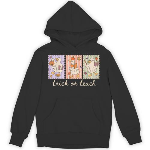 Preppy Goose Teacher Trick Or Teach Halloween Teacher Goose Unisex Hoodie - teacherstshirts.com