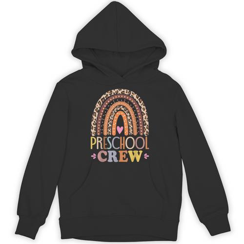 Preschool Crew Cute Leopard Rainbow Back To School Teachers Unisex Hoodie - teacherstshirts.com AU