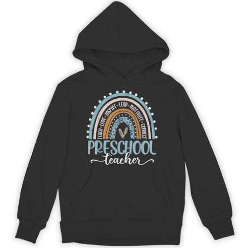 Preschool Teacher Leopard Boho Rainbow Back To School Unisex Hoodie - teacherstshirts.com