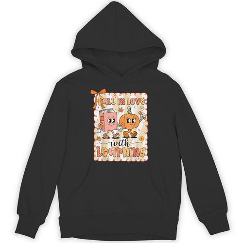 Pumpkin Teacher Preppy Fall In Love With Learning Autumn Unisex Hoodie - teacherstshirts.com
