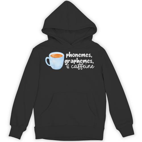 Reading Interventionist Specialist Teacher Phonemes Graphemes And Caffeine Reading Intervention -Adults Classic Fit Short Sleeve Unisex Hoodie - teacherstshirts.com