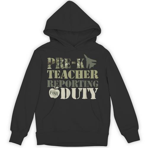Retro Back To School Women Old Camo Pre-K Teacher Unisex Hoodie - teacherstshirts.com