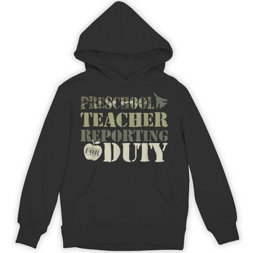 Retro Back To School Women Old Camo Preschool Teacher Unisex Hoodie - teacherstshirts.com UK
