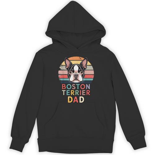 Retro Boston Terrier Dad Unisex Hoodie - Bostonterriersmerch.com