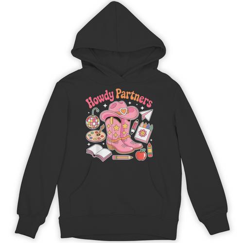 Retro Howdy Partners Cowgirl Cowboy Teacher Back To School Unisex Hoodie - teacherstshirts.com UK