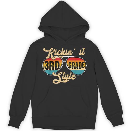 Retro Kickin It 3rd Grade Style Teacher Back To School Men Women Unisex Hoodie - teacherstshirts.com CA