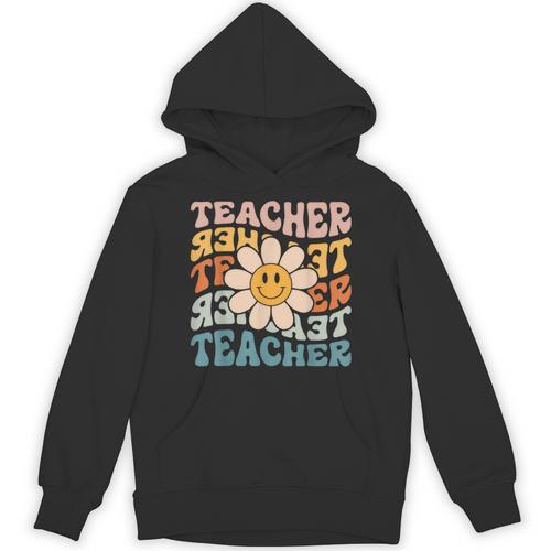 Retro Teacher Daisy Colorful Elementary School Teacher Unisex Hoodie - teacherstshirts.com AU