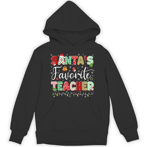 Santas Favorite Teacher Christmas Matching Xmas Men Women Unisex Hoodie - teacherstshirts.com UK