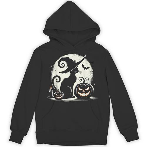 Scary Halloween Cat Costume Retro Cat Moon For Men Women Kids Unisex Hoodie - Bostonterriersmerch.com