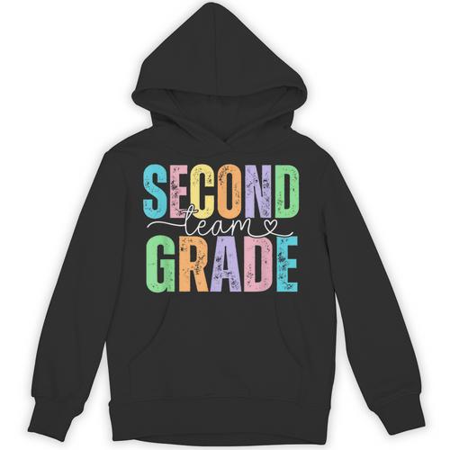 Second Grade Team Heart Teacher Student Back To School Girls Unisex Hoodie - teacherstshirts.com AU