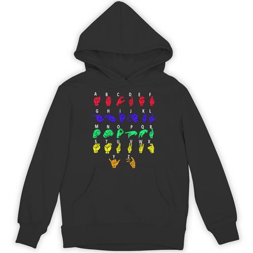 Sign Language Alphabet For ASL Interpreter Deaf Teacher Stud For Men Women Girls Kids Unisex Hoodie - teacherstshirts.com CA