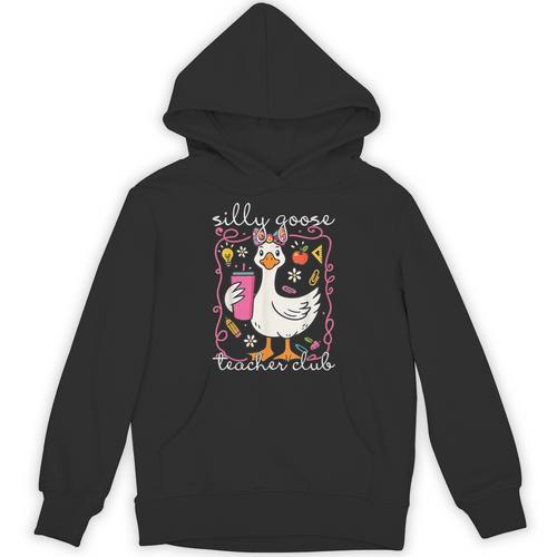 Silly Goose Teacher Club Animal Lover Groovy Teacher Unisex Hoodie - teacherstshirts.com DE