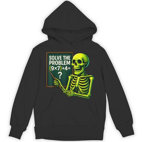 Solve The Problem Skeleton Teacher Halloween Math Six Seven Unisex Hoodie - teacherstshirts.com