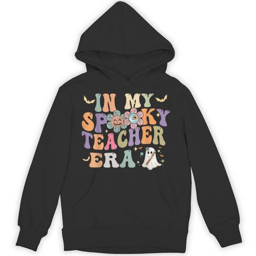 In My Spooky Teacher Era Groovy Hippie Retro Ghost Halloween Men Women Kids Unisex Hoodie - teacherstshirts.com CA