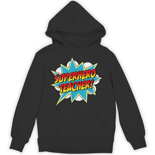 Superhero Teacher Retro Comic Teaching Superpower Unisex Hoodie - teacherstshirts.com UK