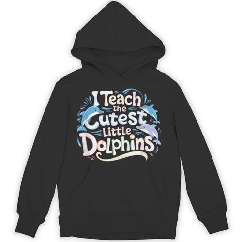 I Teach The Cutest Little Dolphins Cute Animal Teacher Unisex Hoodie - teacherstshirts.com UK