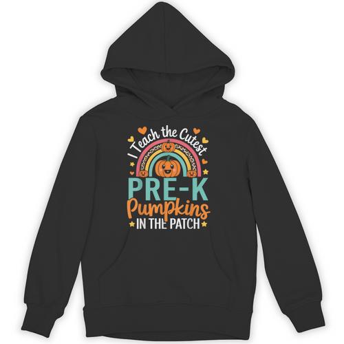 I Teach The Cutest Pre-K Pumpkin Teacher Student Halloween Unisex Hoodie - teacherstshirts.com