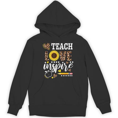 TEACH LOVE INSPIRE Teacher Sunflower Appreciation Unisex Hoodie - teacherstshirts.com