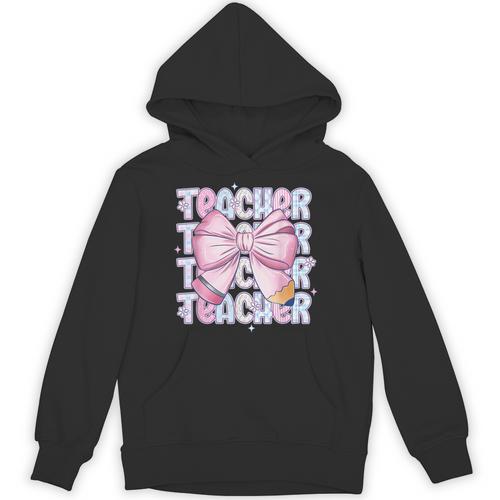 Teacher Bow Pencil Flowers Teacher Back To School Unisex Hoodie - teacherstshirts.com CA