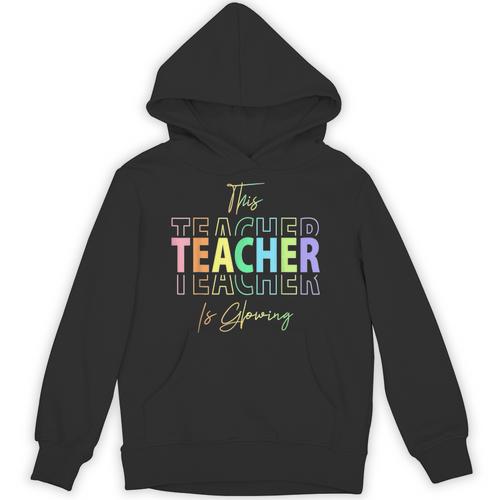 This Teacher Is Glowing Hello Summer End Of School Unisex Hoodie - teacherstshirts.com UK