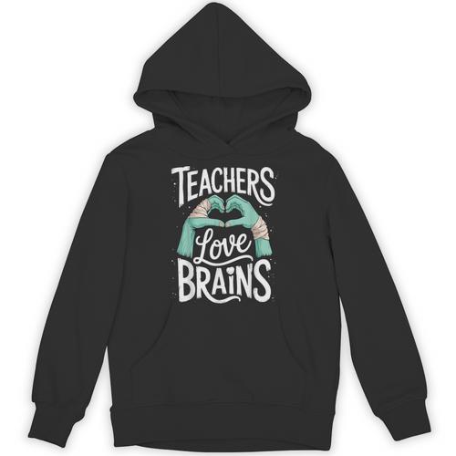 Teacher Halloween Shirt Women Men Teachers Love Brains Unisex Hoodie - teacherstshirts.com