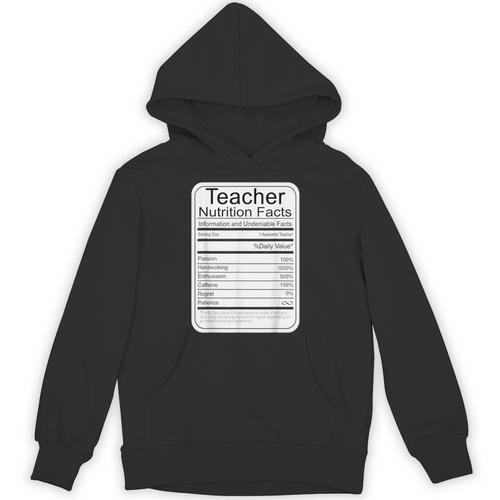 Teacher Nutrition Facts Teachers Nutritional Fact Unisex Hoodie - teacherstshirts.com AU
