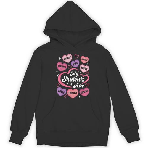 Teacher Positive Affirmations Candy Heart Valentine's Day Unisex Hoodie - teacherstshirts.com AU