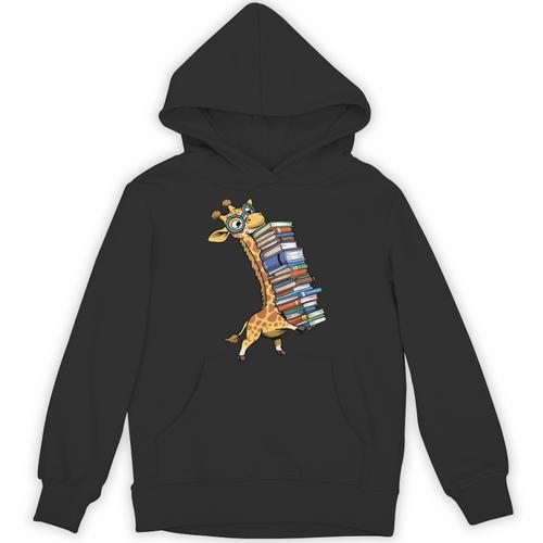 Teacher Shirt Giraffe Holding Books Bookworm Librarian Unisex Hoodie - teacherstshirts.com