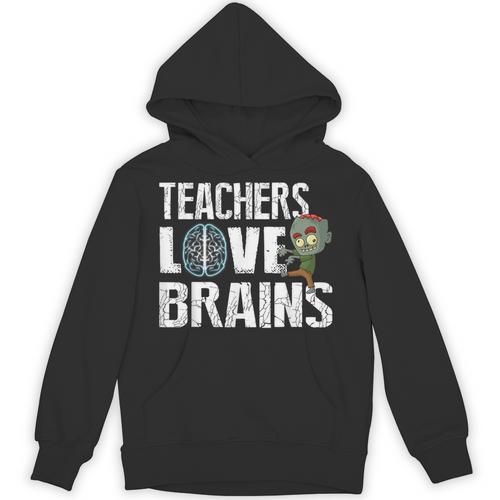 Teachers Love Brains Zombie Halloween Hilarious Unisex Hoodie - teacherstshirts.com