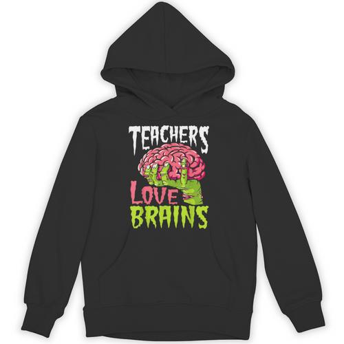 Teachers Love Brains Zombie Teacher Halloween Zombies Unisex Hoodie - teacherstshirts.com UK