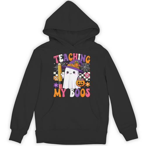 Teaching My Boos Ghost Teacher Cute Pencil Halloween Teacher Unisex Hoodie - teacherstshirts.com AU
