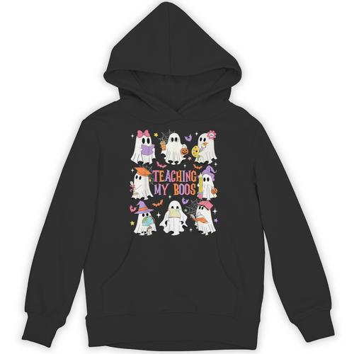 Teaching My Boos Teacher Cute Ghost Groovy Teacher Halloween Unisex Hoodie - teacherstshirts.com AU