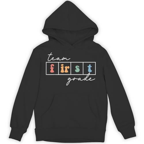 Team First Grade Back To School 1st Grade Teacher Kids Cute Unisex Hoodie - teacherstshirts.com