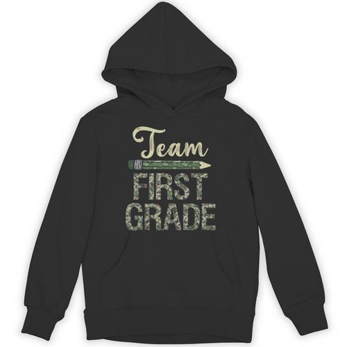 Team First Grade Camo 1st Grade Teacher Camouflage Unisex Hoodie - teacherstshirts.com UK