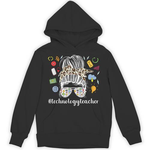 Technology Teacher Messy Bun Technology Teaching Unisex Hoodie - teacherstshirts.com