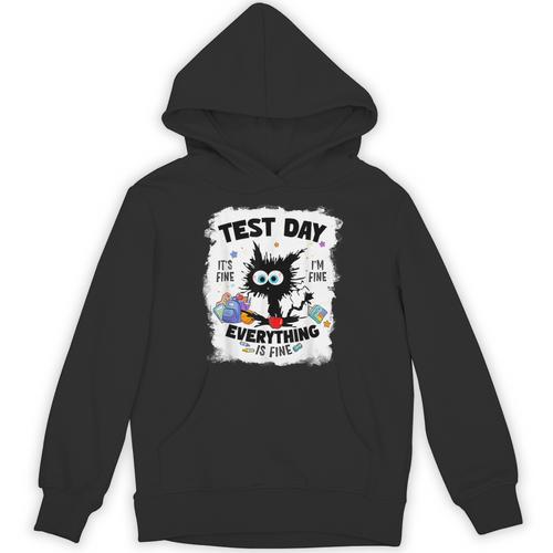 Test Day Stressed Cat Teacher Student Kids Testing Day Unisex Hoodie - teacherstshirts.com