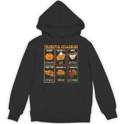 Thankful Syllables Thanksgiving Phonics Reading Teacher Fall Unisex Hoodie - teacherstshirts.com UK