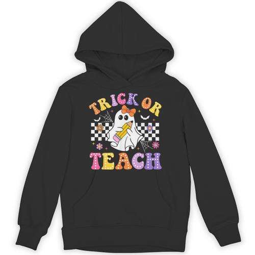 Trick Or Teach Groovy Halloween Teachers Unisex Hoodie - teacherstshirts.com AU