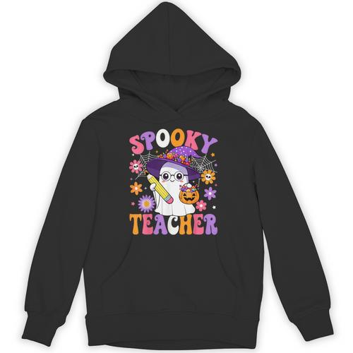 Trick Or Teach Spooky Teacher Ghost Halloween Teacher Unisex Hoodie - teacherstshirts.com AU