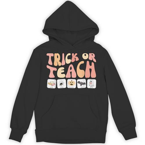 Trick Or Teach With Symbols Special Education Teacher Spooky Unisex Hoodie - teacherstshirts.com AU