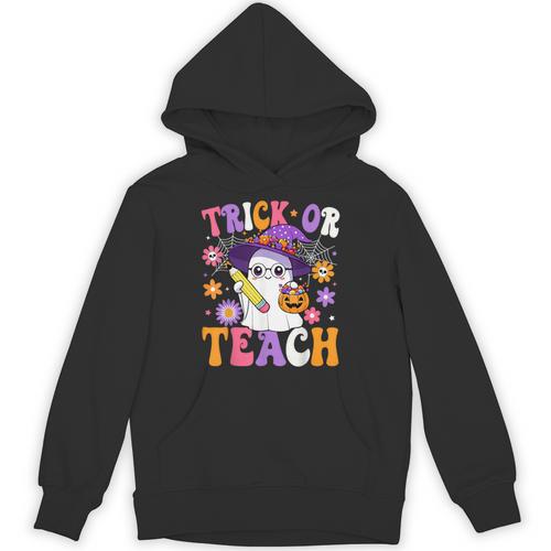 Trick Or Teach Teacher Ghost Teaching Fun Halloween Teacher Unisex Hoodie - teacherstshirts.com UK