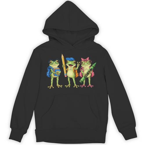 Trio Cute Frogs Welcome Back To School Teachers Girls Boys Unisex Hoodie - teacherstshirts.com CA