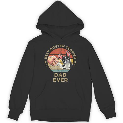 Vintage Best Boston Terrier Dad Ever Dog Father Father's Day Men Girls Kids Unisex Hoodie - Bostonterriersmerch.com