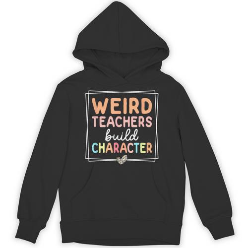 Weird Teachers Build Character Leopard Retro Teacher Unisex Hoodie - teacherstshirts.com DE