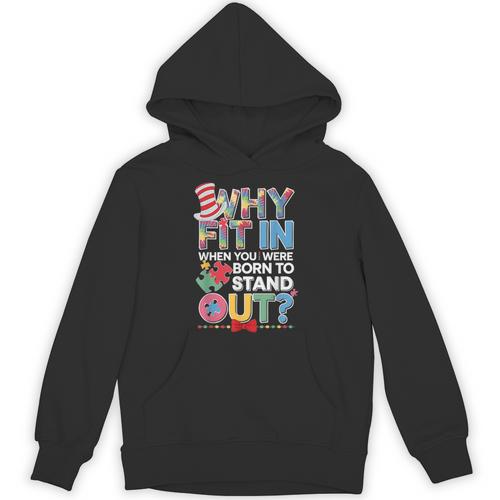 Why Fit In Doctor Teacher Cat In Hat Cool Autism Awareness Men Women Kids Unisex Hoodie - teacherstshirts.com CA